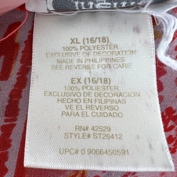 VINTAGE Cinema Etoile Pareo Shawl Orange Floral Floral Printed Open Front 16/18 - Picture 8 of 9